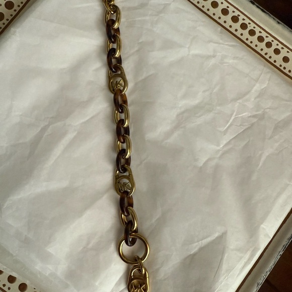 Michael Kors Gold and Brown Chain Bracelet Animal Print - Picture 5 of 5